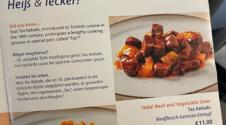 Tas kebabı 11 Euro